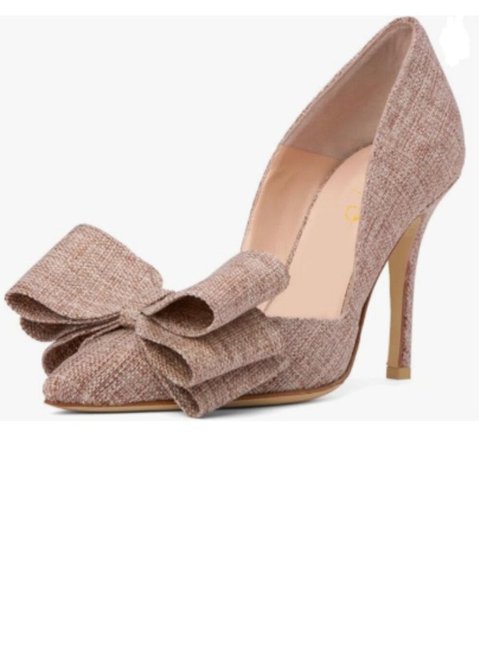 XYD Nude Pointed Closed Toe Slip On Pumps Oversized Bows Stiletto High Heel Shoe